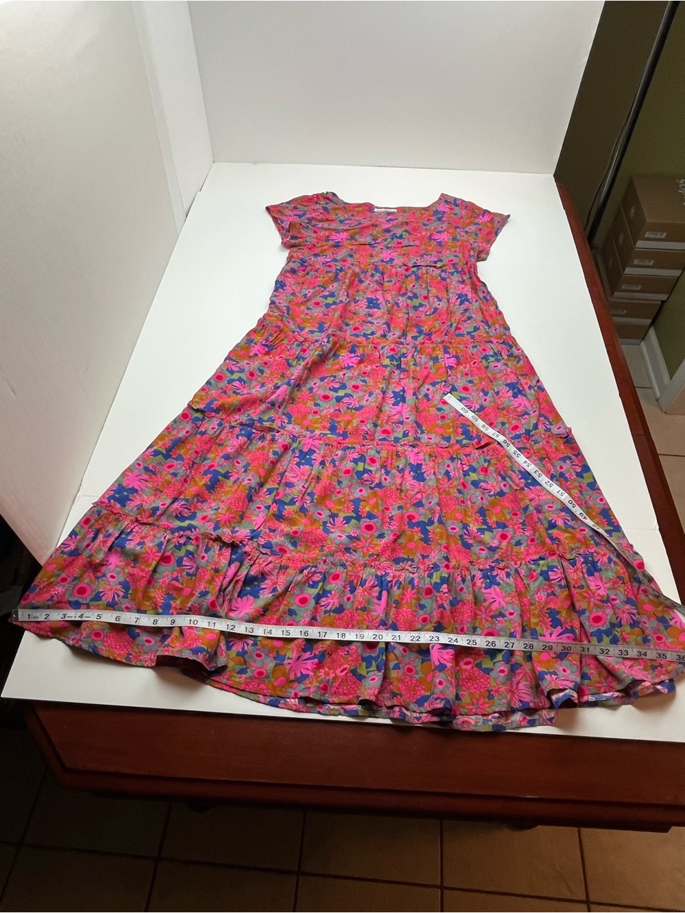Natural Life Womens Small Berkley Maxi Dress Rust Orchid Pink Tiered Sun Dress - Picture 7 of 9